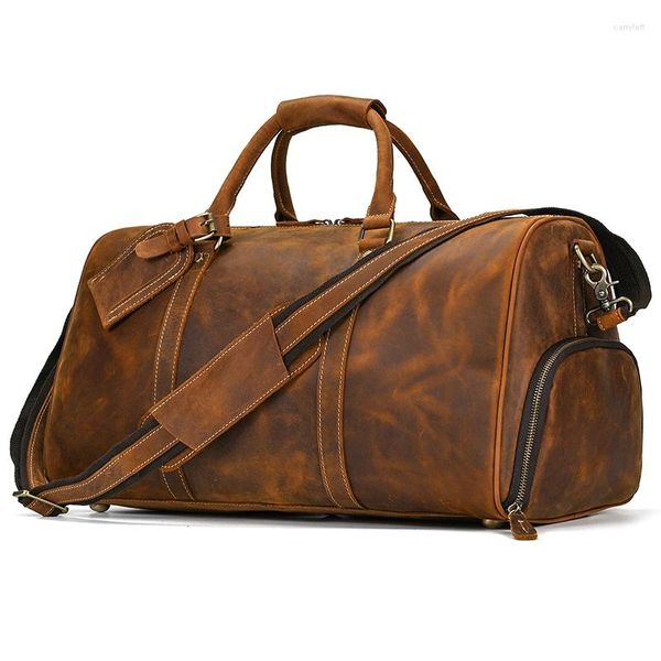 Duffel Bags Luufan подлинные кожаные мужские туристические сумки мужчина большой багажный пистолет для мужчины на плечах ноутбук 52 см.