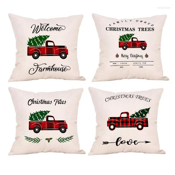 Kissen Weihnachten Leinen Kissenbezug Gitter Buchstabe Explosion Sofa Auto Maßgeschneiderte Geschenkhülle Home Decore