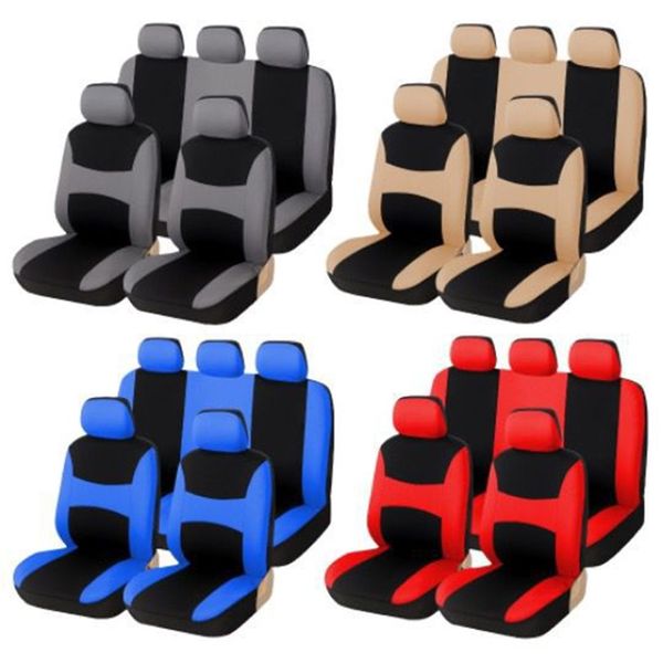 Coprisedile per auto universale Tessuto in tessuto piatto unico con imbottitura in schiuma da 2 mm Set da 9 pezzi compatibile con accessori per auto alla moda