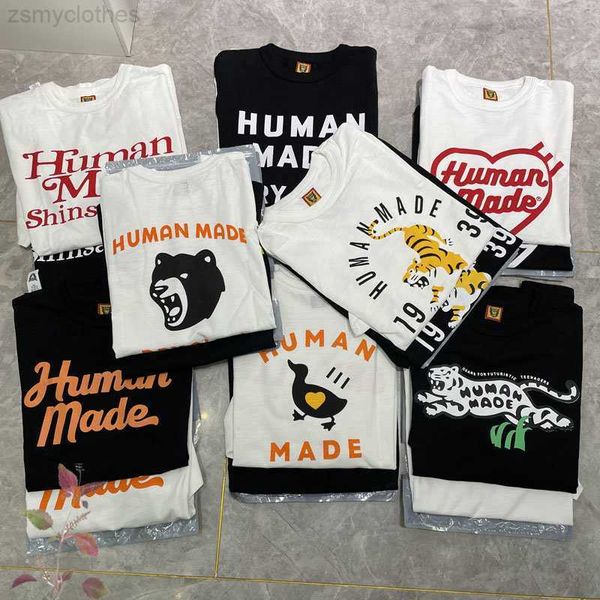 Herren T-Shirts Human Made 23 Kollektion Tiger Polar Bär Fliegende Duck Print T-Shirt Männer Frauen Paare hochwertige echte Foto-T-Shirts