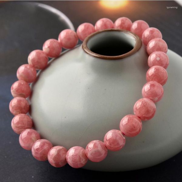 Странд 7A Top Grade Natural Argentina Rhodochrosite 8-12 мм гладкие круглые бусины камень для браслета DIY