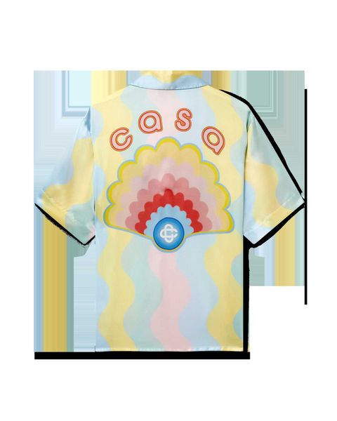 Casablanca шелковая повседневная рубашка мужчина и женщины кремовые радужная радуга мечта шелк гавайский короткий рукав с коротким рукавами