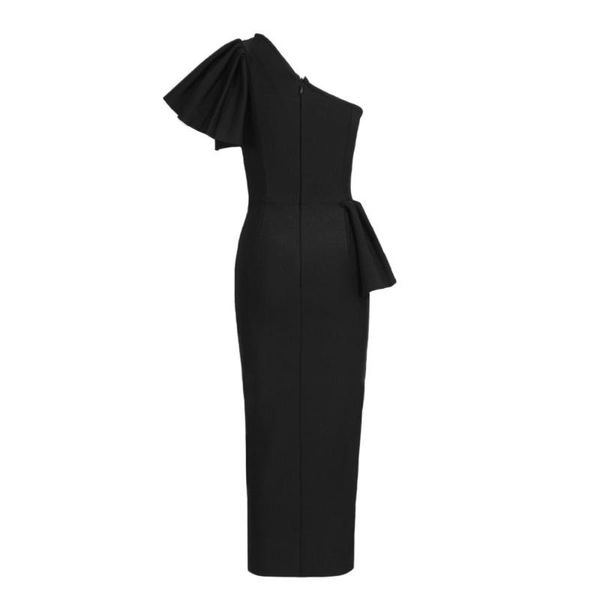 Abiti casual 2023 Bandage Ruffles Black Sexy Women Dress Party Club Celebrity Eleganti abiti autunno inverno