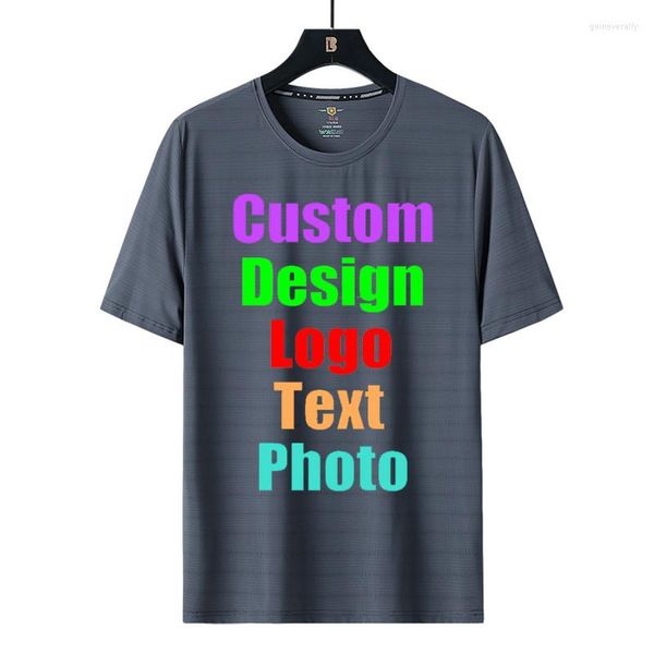 Herren-T-Shirts, individuell gestaltetes Logo-Text-Eis-Seiden-T-Shirt für Herren und Damen, großes Rundhals-Shirt, Paar, fett, Sommer, 8XL