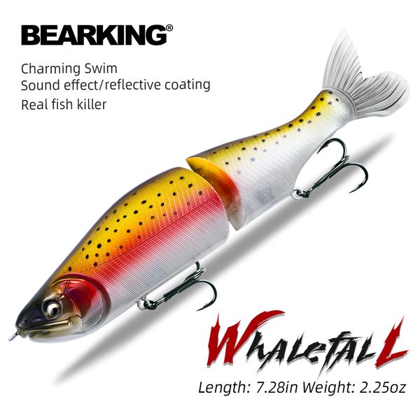 Baits Lures BEARKING Top-Angelköder 185 mm 64 g 2,25 Unzen Gelenk-Minnow-Wobbler ABS-Körper mit weichem Schwanz SwimBaits-Weichköder für Hecht und Barsch 230227