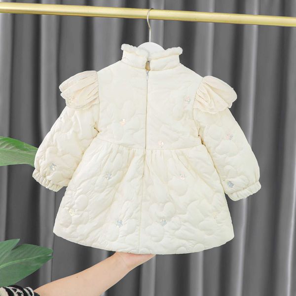 Vestidos da menina bebê meninas inverno princesa vestido coreano criança crianças roupas espessadas casaco de algodão quente para meninas jaquetas infantis 0 a 3 anos