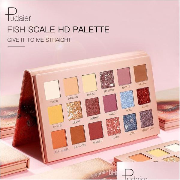 Ombretto Pudaier 18 Colori Trucco Pigmentato Ombretto Palletes Colorf Nude Waterproof Glitter Smoky 18Color Make Up Palette Drop De Dhr6B