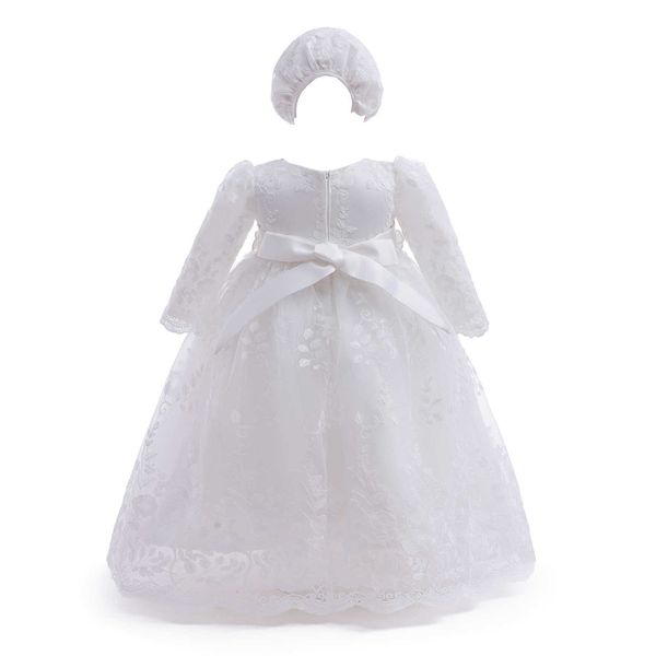 Vestidos da menina hetiso novo vestido de manga longa branco princesa vestido de batismo para menina vestido de criança roupas de menina de 0 a 12 24 meses