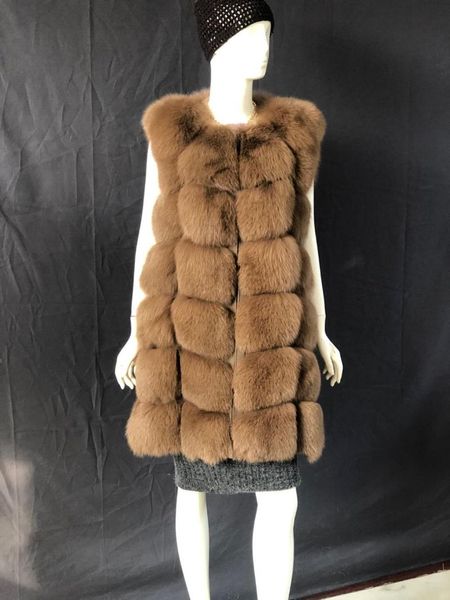 Gilet da donna in pelliccia sintetica lunga 90 cm per donna Cappotti in vera pelle Giacca invernale da donna Capispalla di lusso Personalizza Da donna Da donna Da donna