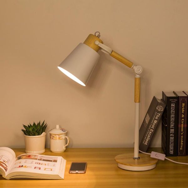 Masa lambaları göz bakımı çalışma masası lambası oturma odası yatak odası nordic çağdaş kısa gerçek ahşap yaratıcı ahşap ışık
