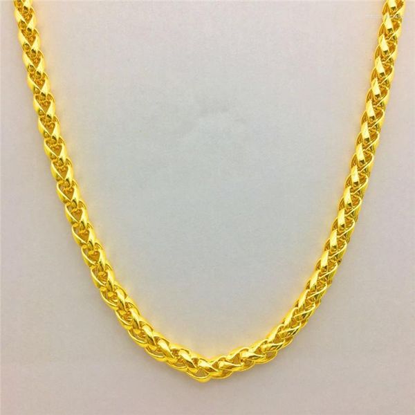 Catene Fashion Luxury Thailandia Sabbia Oro 14K Collana Spessa Catena Gialla Per Donna Uomo Matrimonio Fidanzamento Gioielli Regali