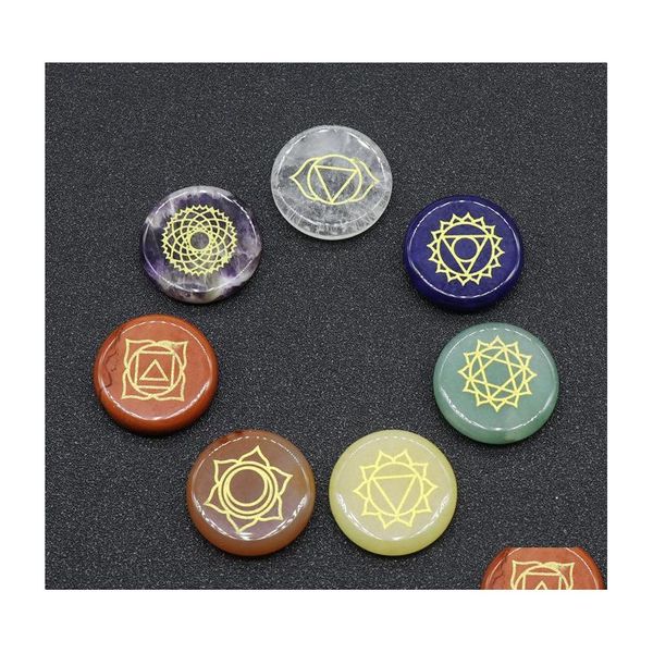 Car Stone 7pcs Chakra Conjunto Reiki Curamento Cristal com Energia Holística de Sete Chakras de Chakras Chegando Pedras Polidas de Mão Polida