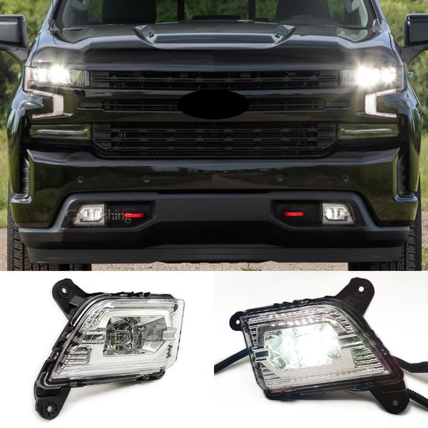 Per Chevrolet chevy Silverado 2019 2020 2021 Fendinebbia Led Lampada da corsa diurna DRL Luci diurne Paraurti anteriore impermeabile