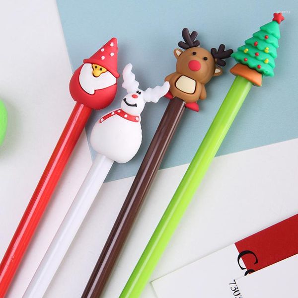 1pcs Noel hediye jel kalem sevimli kardan adam siyah mürekkep kalemleri 0.5mm yazma aracı imzası Kawaii Okul Malzemeleri Ofis Tedarik