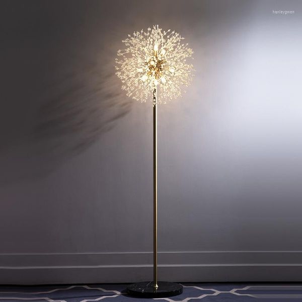 Lâmpadas de mesa Modern Led Dandelion Crystal Vertical Ring Floating Anel Art Deco Lar Room Bedroom Sofá canto de leitura do piso