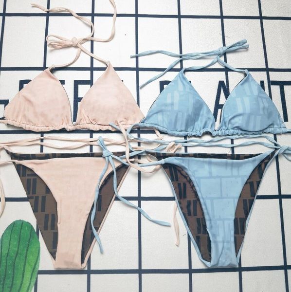 Дизайнерские летние бикини мода Женщины Письмо Петить Футин Сексуальные нейлоновые ремешки купания