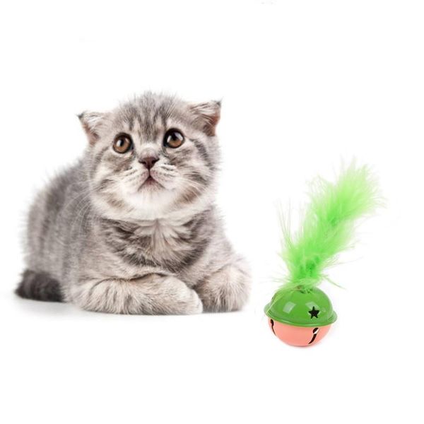 Toys de gatos brinquedos de bola interativa engraçada com penas bolas de exercício de dispositivo de som robusto para brincadeira gatos entre entretenimento