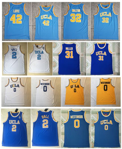 NCAA UCLA Bruins College-Basketballtrikots Russell Westbrook Lonzo Ball Reggie Miller Bill Walton Kevin Love Blau Größe S-XXL