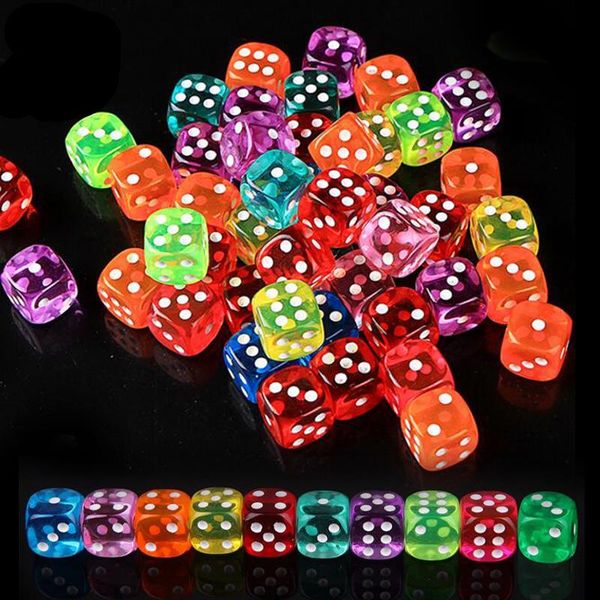 Maschere per feste Stile 30 Pz / lotto Set di dadi Molti colori Acrilico trasparente di alta qualità 6 lati per club / feste / Giochi per famiglie Giocattoli di moda