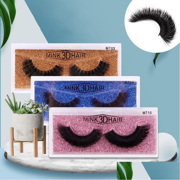 Ciglia finte fatte a mano Colorf Card Box 3D Faux Mink Mtilayer Strumenti per l'estensione delle ciglia Natural Long Thick Lashes Drop Delivery Healt Dhihk