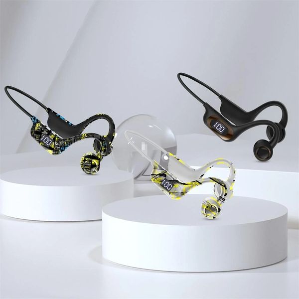 Conduzione ossea Fone Auricolari Bluetooth Cuffie senza fili LED Gancio per l'orecchio Auricolari Air Pro Cuffie sportive Bluetooth senza fili Supporto TF Card