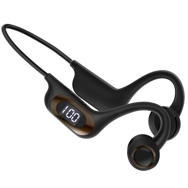 Auricolare sportivo Bluetooth senza fili Supporto TF Card Conduzione ossea Fone Cuffie senza fili Bluetooth Auricolari con gancio per l'orecchio LED 28W4N