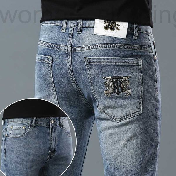 Jeans da uomo Designer Primavera ed estate nuovi jeans da uomo di lusso leggero versione coreana sottile elastico piede piccolo marchio dimagrante usura HLU0