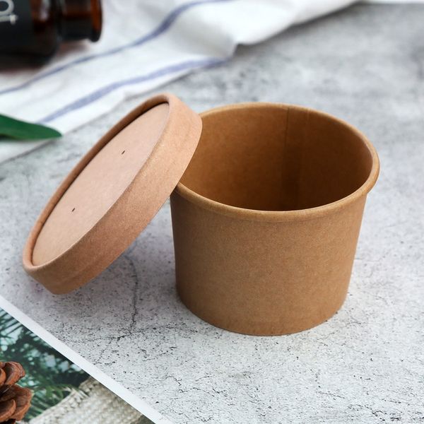 Kraft Paper Bowl Disponível Prep recipiente retirada de papel Bowl Bowl resistente ecologicamente correto