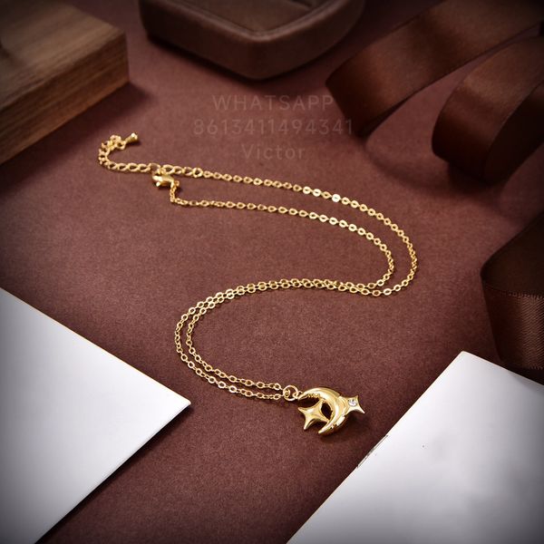 Botiega Sun Moon Designer Colar para Woman Gold Bated 18K Reprodu￧￵es oficiais J￳ias Moda de estilo cl￡ssico nunca Fade Premium Presentes 007