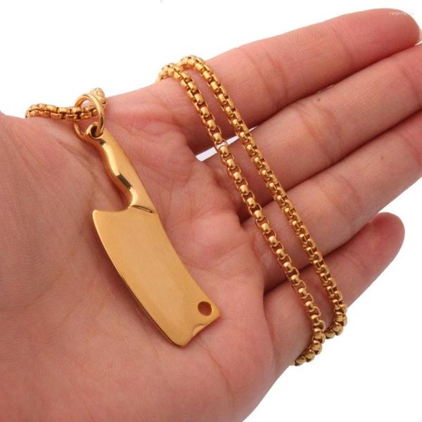 Anhänger Halsketten Männer Frauen Gold Farbe 316L Edelstahl Kleine Küche Messer Halskette Schmuck Geschenk