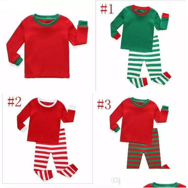 Pijama outono Inverno Criança Crianças de manga longa Conjunto de meninos meninos meninas listradas Roupas de Natal Drop Datch Drop Deliver