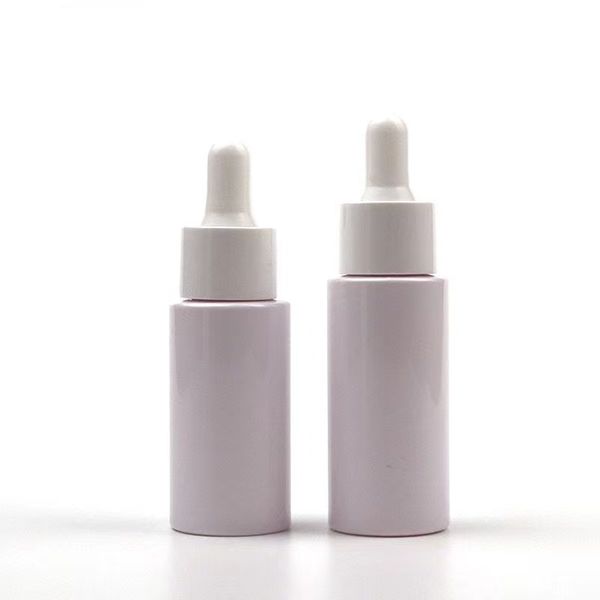 Flacone contagocce per essenza di siero in PET da 20 ml/30 ml soluzione madre in plastica bianca flaconi cilindrici di gel di silice confezione cosmetica