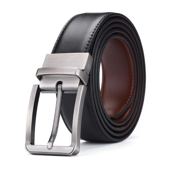 Cinto cinturão para homens tomye pd22s001 de alta qualidade usa lados duplo -lados preto marrom campina de couro fivela de fivela de fivela de cintura strapbelts casuais