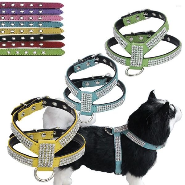 Colarinho de cachorro Diamante artificial Bling shinestone Buskknot Cairn Helness Nylon Puppy Leashé gato tira de tira de cinta pequena suprimentos de estimação médio médio