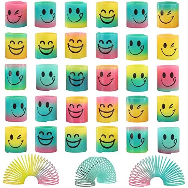 Finger Toys Primavera Arcobaleno Magic Fidget Stress Coil Mini Springs Bulk Toy For Party Favor Carnival Prize Birthday Goodie Bag Stuffers Per Bambini Ragazzi Ragazze