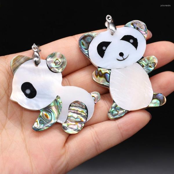 Colares pendentes Mãe natural da pérola encantos de casca de para panda de animais feitos à mão para joias femininas fazendo brindes de colar diy