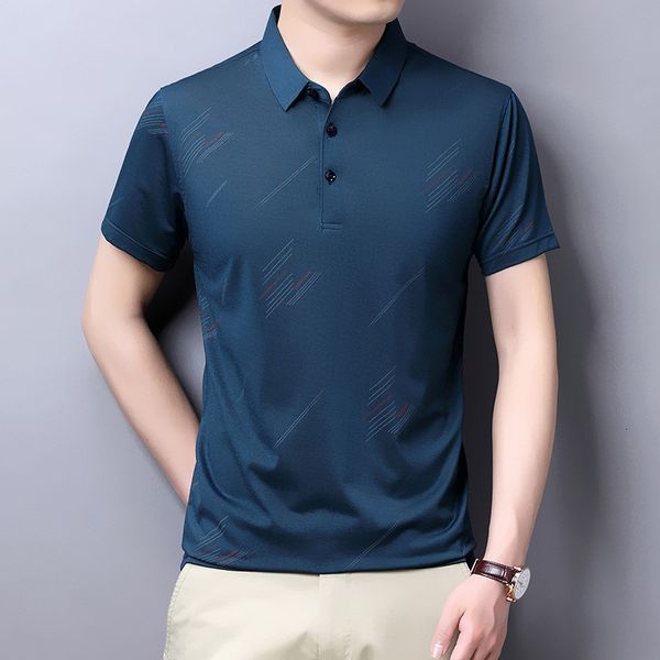 Polos de polos masculinos Camisa de pólo de manga curta Camisa de colar de verão solta Camisa pólo casual para roupas coreanas masculinas 230227