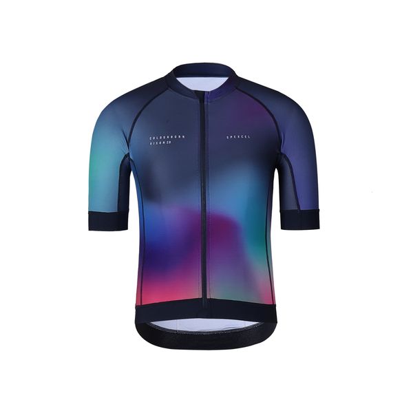 Maglie ciclismo Top SPEXCEL Aero Race Fit Colourburn vision 2.0 Maglia ciclismo manica corta Tessuto leggero per uomo e donna Viola 230227