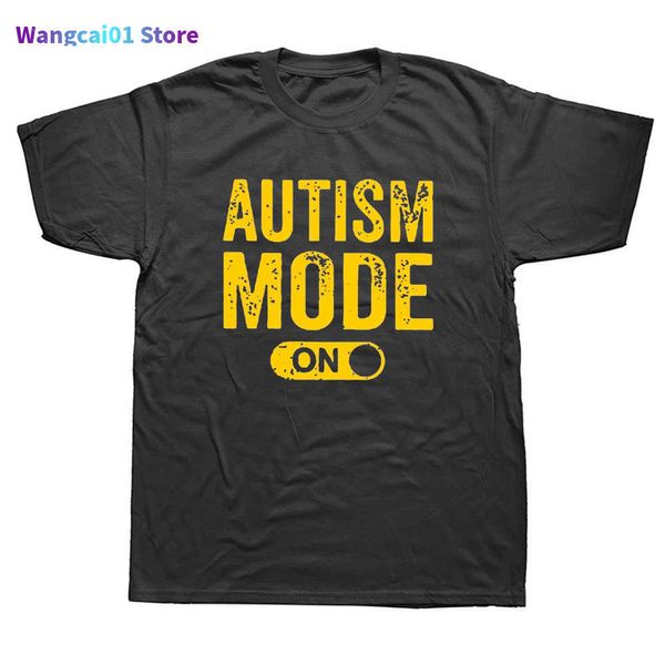 Camisetas masculinas Funny Made Best Autism Mode On T Shirts Graphic Algodão Streetwear Curto Sete Presentes de Aniversário T-shirt de Conscientização Roupas Masculinas 0228H23