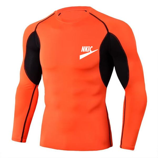 T-shirt da corsa sportiva da uomo a maniche lunghe Outdoor Quick Dry Fitness Compression Baselayer Body Under Shirt Tight Sports Gym Wear