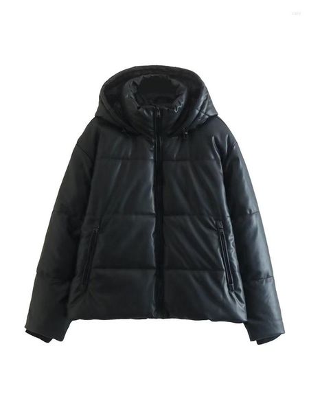 Giacche da donna Donne 2023 inverno inverno spesso calda giacca in pelle faux cotton cappotto vintage a maniche lunghe con cappuccio da femmina capra