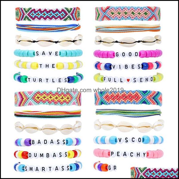 Bracelets de charme 12pcs Conjunto de amizade Bracelete artesanal Acessório Handmade Plur EDM Festival de Música Palavras de Palavras de Contas para Dhhvy