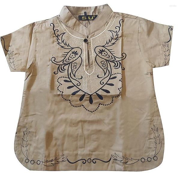 Männer T Shirts Baumwolle Hohe Qualität Kid Dashiki Mode Stickerei Stehkragen T-shirt Für Junge 2023 Afrikanische Kinder Kleidung