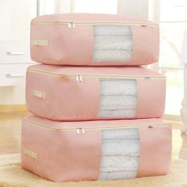 Borse portaoggetti Borsa pieghevole Vestiti con stampa rosa Coperta Trapunta Organizer Stroage Cloud Bagaglio da viaggio trasparente