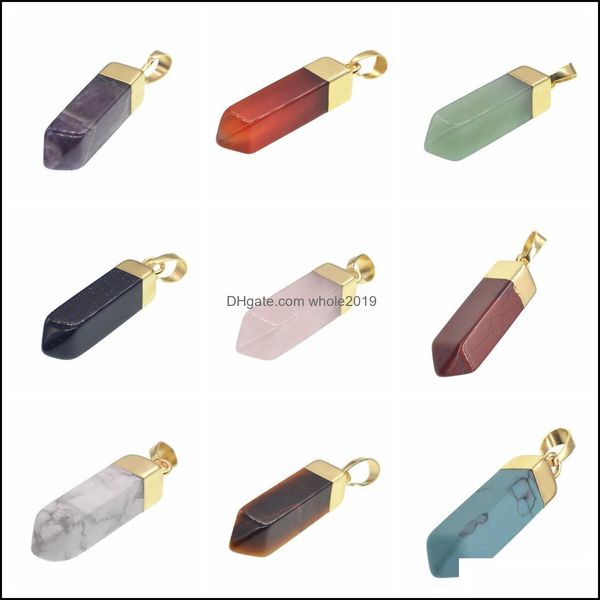 Colares de pingentes de cone 4 de cone de pedras preciosas Chakra Chakra Cristal Pingente Pingente Pingents Coluna de pedra artificial para mulheres e dhjvn