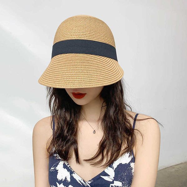 Cappelli a tesa larga Cappelli estivi di paglia per le donne Cupola Protezione solare Visiera Cappello Panama Cappello equestre Casual Viaggi Spiaggia Cappellini da sole Berretto da baseball G230227