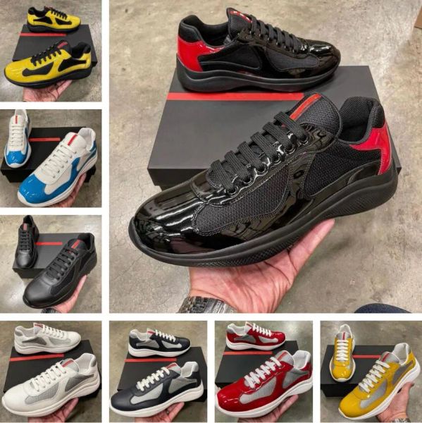 Ruuner Amerika Kupası Marka Erkekler Spor Ayakkabı Kumaş Patent Patent Deri Derekler Teknik Konfor Açık Dış Mekan Kolay Giyim Ayakkabı EU38-46 Orijinal Kutu