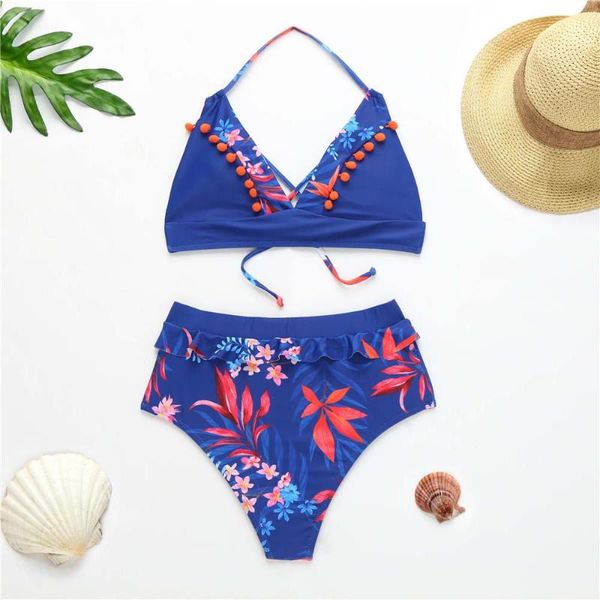 Damen Bademode Shuizhamou Sommer Hohe Taille Bikini Druck Mode Einzigartige Großhandel Marke Beachwear Frauen Sexy Rock Zwei Stück