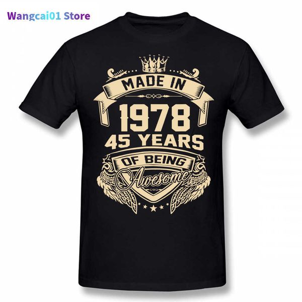 1978'de yapılan erkek tişörtler yenilik 45 yıl harika 45. t gömlek sokak kıyafeti kısa seve doğum günü hediyeleri yaz sty t-shirt erkekler 0228h23