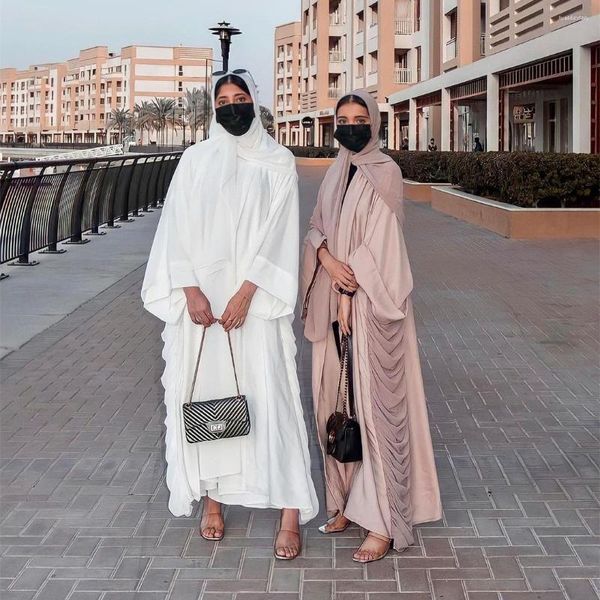 Roupas étnicas Eid Mubarak Vestido longo muçulmano Ramadã para mulheres Oriente Médio Dubai Islã árabe femme Robe Moda sólida Kaftans com cinturão solta